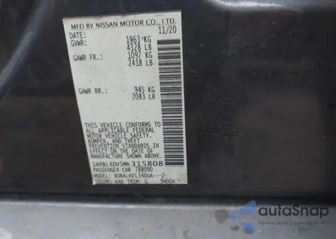 2021 Nissan Altima Sv Fwd from USA, damaged, VIN 1N4BL4DV5MN315808